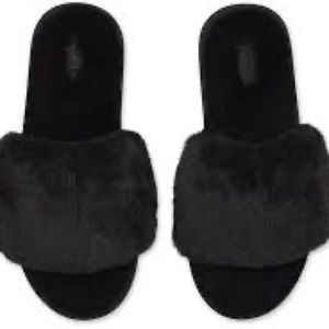 SKIMS Fuzzy Slide - Onyx/Black